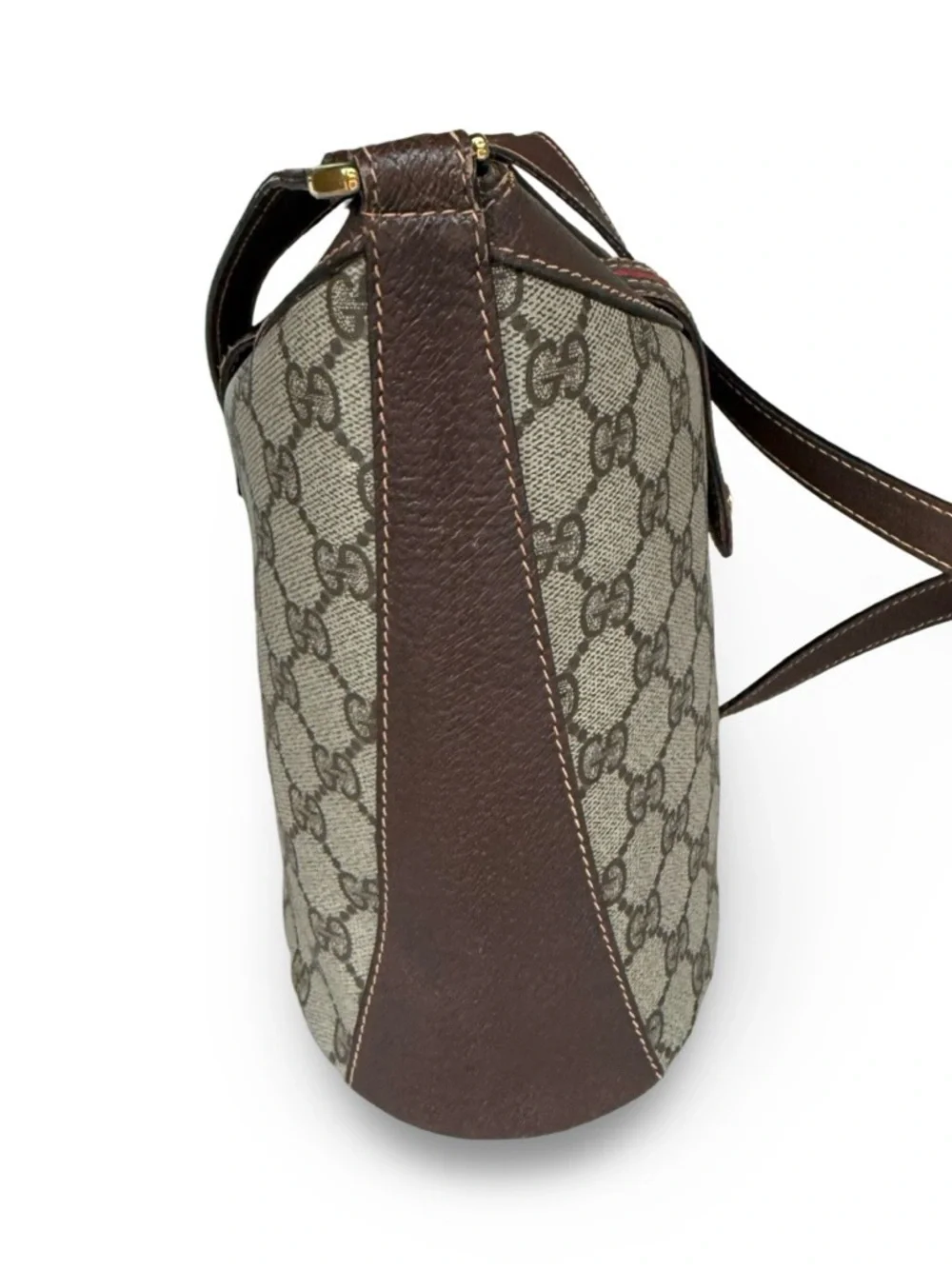 Gucci Brown GG Supreme Sherry Line Shoulder Bag/Bucket Green-Red Web Ophidia - Picture 7 of 14